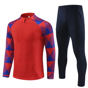 Erkek Futbol Kulübü Ceket <span class=keywords><strong>2</strong></span> Parça Takım %100 Polyester Hızlı Kuruyan Kapüşonlu Uzun Kollu Futbol Barcel Eşofman Forması Sonbahar - Product Image 5