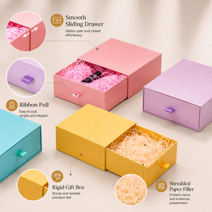 High-End Paperboard Drawer Gift <b>Boxes</b> With Lid And Fillers For Craft And Present Packaging - Product Image 2