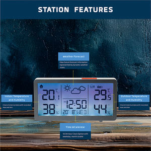 Alta/baixa temperatura exterior temperatura de aviso umidade controlador com rádio sensor despertador estação meteorológica sem fio - Product Image 3