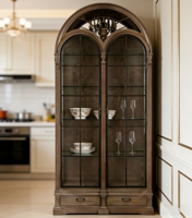 Armoire à vin en bois massif de style américain, arquée, semi-circulaire, à double porte, multifonctionnelle, meubles de maison, salle à manger, salon