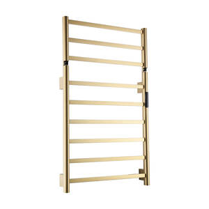 Aquecedor de Toalhas Elétrico Horizontal Moderno em Metal Dourado Escovado com Prateleira - Product Image 3