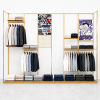 Système d'affichage de vêtements en métal noir pour armoire ouverte, étagères de rangement pour vêtements, présentoir de magasin de détail OEM