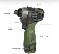 Tournevis et perceuse électriques sans fil 17V avec batterie au lithium réglable, lumière LED, clé électrique et embouts, étui rigide