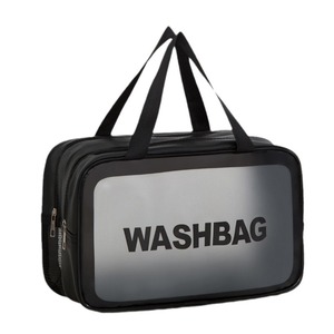 กระเป๋าเครื่องสำอางพร้อมช่องแยกของแห้งและเปียก ความจุขนาดใหญ่ สองชั้น กันน้ำ ผิวสัมผัสนุ่ม สำหรับอุปกรณ์อาบน้ำและผลิตภัณฑ์ดูแลผิว - Product Image 2