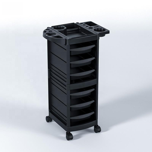 Chariot de Salon en Plastique Noir, Chariot de Coiffure à Plusieurs Niveaux, Étagère de Rangement, 4 Roues, Facile à Déplacer, Mobilier de Salon de Coiffure - Product Image 1