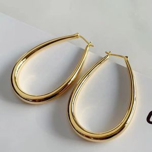 Xinfly Latest Fashion Hypoallergenic AU750 18K Pure Gold Teardrop Oval Chunky <b>Large</b> Lady Big <b>Hoop</b> Earrings for Woman - Product Image 3