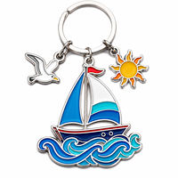 Porte-clés promotionnels Seychelles personnalisés avec logo, en alliage de zinc et émail souple, thème tropical tendance, souvenir de vacances, directement de l'usine marine