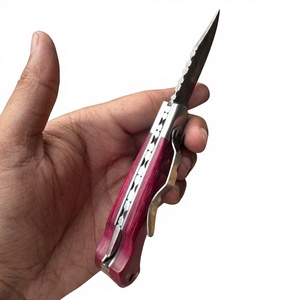 มีดพับเหล็กดามัสกัสคุณภาพสูง ด้ามไม้ปักก้า ระบบล็อคด้านหลัง รับประกัน 3 ปี ความแข็ง 58 HRC ระดับอุตสาหกรรม - Product Image 1