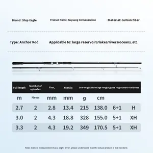 Zhan <span class=keywords><strong>Yu</strong></span> <span class=keywords><strong>Wang</strong></span> Tige d'ancrage légère à deux sections de troisième génération pour poisson d'eau salée Tige de coulée en carbone super dure Tige extra rapide - Product Image 3