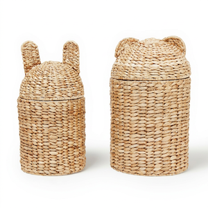 Cesta de Almacenamiento Premium de Jacinto de Agua con Tapa |   Organizador para el Hogar Hecho a Mano y Ecológico |   Hecho en Vietnam |   Venta al por Mayor OEM ODM - Product Image 1