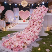 Roses roses en gros pour décoration de mariage et d'anniversaire, fleurs artificielles à longue traîne, arrangement prêt à l'emploi pour aménagement de lieux