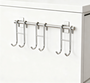 Appendiabiti moderno lato porta-gancio da bagno multifunzionale a parete a forma di D. Fatto di materiale robusto. - Product Image 4