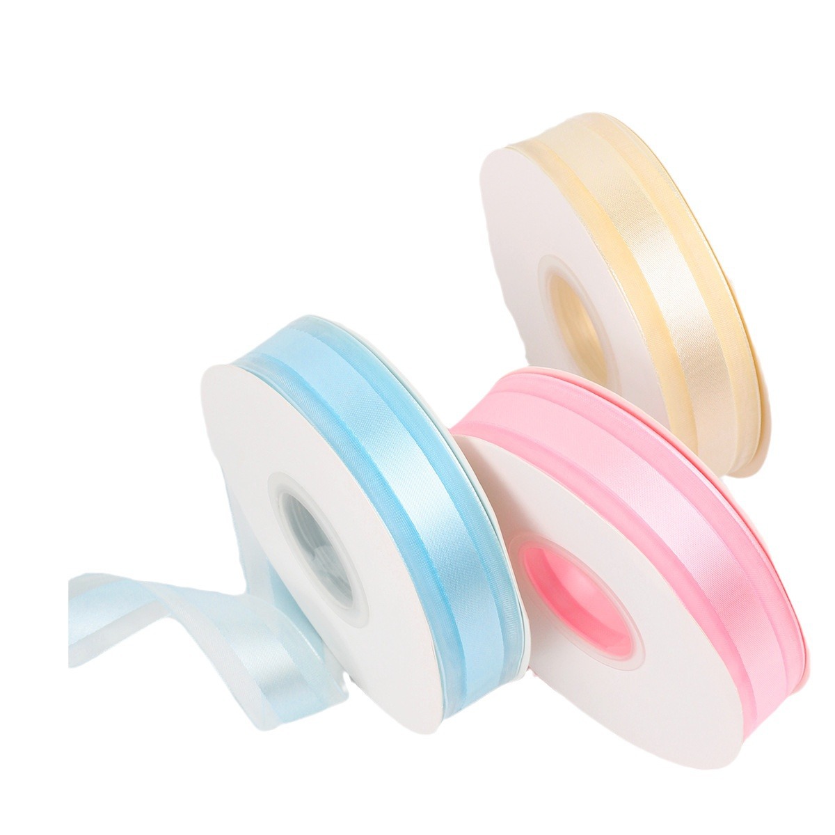 Wholesale Multi Color Sheer Organza Ribbon Roll - Satin Fabric Ribbon for Gift Wrapping Bouquet Decor DIY Crafts