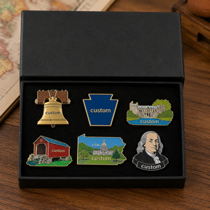 Set de Regalo de Pin de Solapa Personalizado al por Mayor de Pennsylvania: Campana de la Libertad, Keystone, Insignia de la Revolución, Souvenir Turístico, con Caja de Regalo - Product Image 1