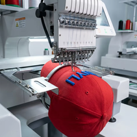 Machine à broder à tête simple 12 aiguilles/9 aiguilles, adaptée aux casquettes, aux t-shirts et aux vêtements plats, machine à broder multifonctionnelle