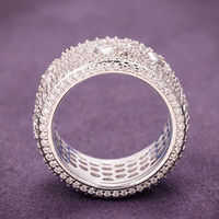 GRA Hip-Hop Iced Out Bling 925 Sterling Silber Diamanttester-geprüft VVS Moissanit 7-reihiger Smaragdschliff-Ring für Männer und Frauen als Geschenk