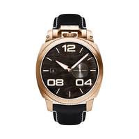 Montre de sport automatique mécanique en acier inoxydable 316 L avec cadran saphir étanche avec boîtier rond et bracelet en cuir