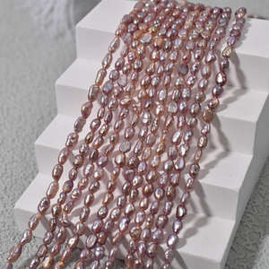 Collier de perles Keshi de forme baroque mini 3-4 mm, perles d'eau douce naturelles violettes faites à la main, perles en vrac pour le bricolage - Product Image 1