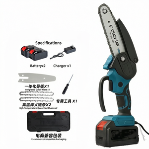 Mini-tronçonneuse électrique sans fil de 6 pouces, sans balais, portative, alimentée par batterie, pour la coupe du bois, l'élagage des arbres et des jardins - Product Image 1