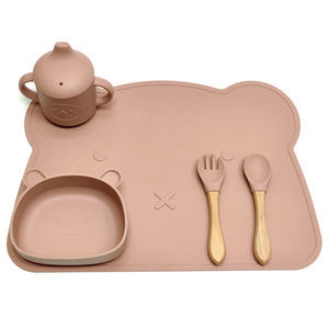 100% cấp thực phẩm Silicone BPA miễn phí bé ăn thiết lập trẻ em ăn tối đặt không độc hại hút mạnh mẽ không trượt bộ bé ăn - Product Image 2