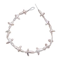 Perles d'eau douce baroques naturelles en forme de croix, qualité AA, certifiées par un tiers, couleur blanche, tailles en vrac environ 20x30mm-30x40mm XM
