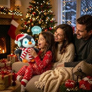 Boneka Penguin AI Pintar Interaktif, Mainan Boneka Berbicara, Teman Emosional, Mainan Anak, Kain Lembut, Mata LED Kristal, Suara, Natal - Product Image 3
