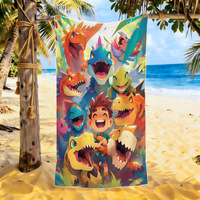 Kids Microfiber Sand Free Beach Towel Quick Dry Cute Dinosaur Cartoon Print Large Soft Pool Bath Towel For Boys Children Summer