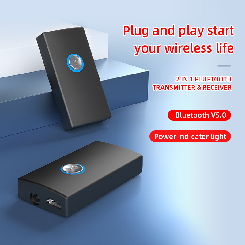Trasmettitore Ricevitore Bluetooth 5.0 Adattatore 2 in 1Audio 3.5Mm Aux Jack Mic