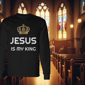 Maglietta a maniche lunghe Jesus Is My King nera - Product Image 3