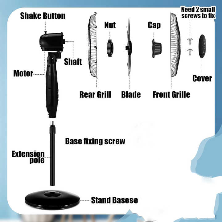 Rechargeable Solar Stand Fan With Power Bank and Lighting