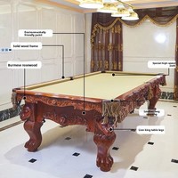 Table de billard et de snooker en ardoise sculptée en bois massif avec tête de lion antique, 8 pieds, 9 pieds