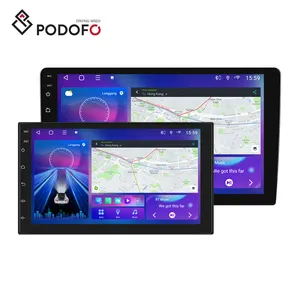 Podofo Rádio estéreo para carro com tela IPS de 7"/9"/10" 8 núcleos Android 2 + 32G 2 Din CarPlay e Android Auto GPS 4G WIFI DSP Áudio RDS TS18