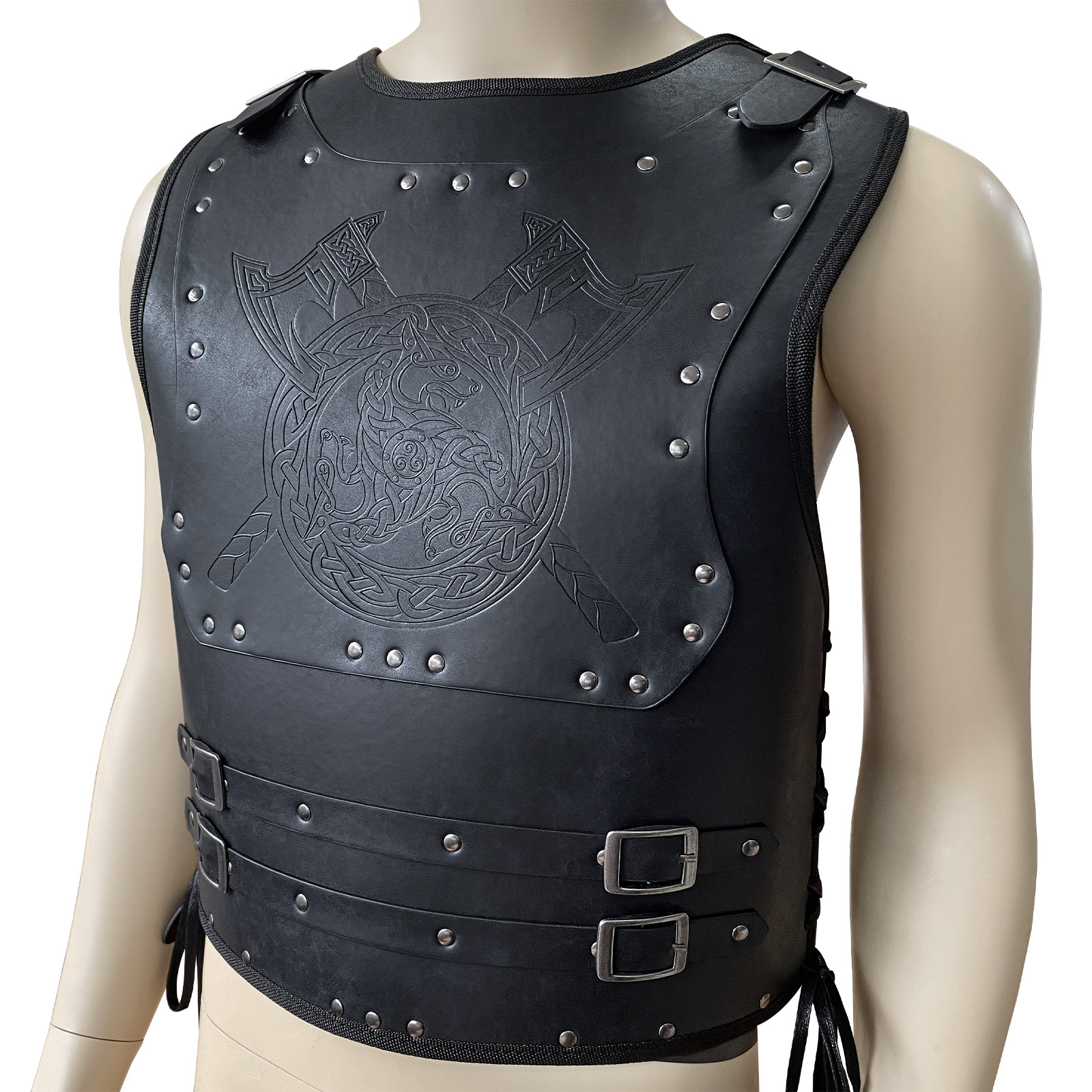 Nordic Viking Leather Armor - WJF23 Dragon Compass Embossed