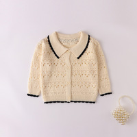 Pull en coton tricoté doux et ajouré pour bébé fille, collection Printemps 2026, vente en gros