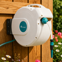 Gulungan Selang Taman Otomatis 10m PVC Fleksibel 1/2 Inci, Dapat Dipasang di Dinding, Anti-Abrasi untuk Irigasi Rumput