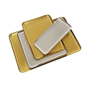 Koreanischer Stil 304 Edelstahl Rechteckiges Modernes Minimalistisches Kaffeehaus-Tablett Dessert-Kuchen-Tablett Kommerzielles Goldenes Serviertablett - Product Image 5
