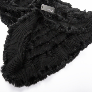 VT7016 Nouveau <span class=keywords><strong>Gilet</strong></span> Tricoté <span class=keywords><strong>Sans</strong></span> Manches pour <span class=keywords><strong>Femme</strong></span> avec Vraie Fourrure de <span class=keywords><strong>Lapin</strong></span> Noir - Product Image 5