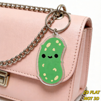 Porte-clés Kawaii en forme de cornichon vert mignon avec visage souriant et bosses, breloque en acrylique transparent pour clés, sacs, sacs à dos