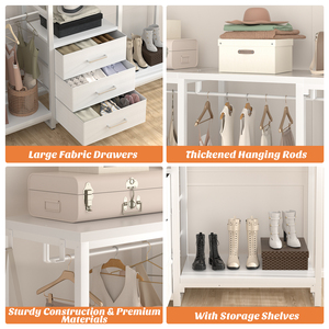 Porte-vêtements autoportant en bois robuste et moderne, étagère de rangement pour vêtements, organisateurs de placard en forme de L, grande capacité - Product Image 5