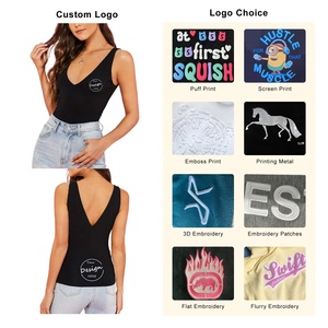 Débardeurs en soie personnalisés OEM Débardeur de sport pour femmes, col en V, en coton, confortable, couleur unie - Product Image 3