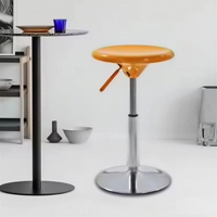 Chaise de bar ronde pivotante à base métallique ABS orange, vente chaude en gros à prix réduit