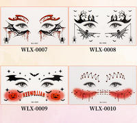 Accesorio de maquillaje para Halloween, sombra de ojos, pegatinas de cara aterradoras, telaraña 3D, tatuajes de larga duración resistentes al agua para mujeres, hombres y niños