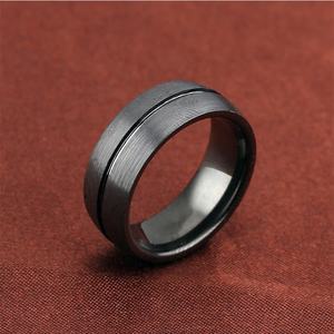 Finitura opaca Low MOQ carburo di tungsteno anello nero moda fidanzamento fedi nuziali per uomo donna anelli scanalati a cupola Comfort Fit - Product Image 2