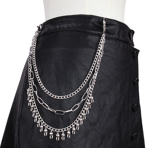 Punk Multi Layer Tooth Pendant Waist <b>Chain</b> Zinc Alloy Metal Body <b>Chain</b> For Daily Wear Ins Style Fashion Accessory - Product Image 1