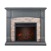 MDF Elektro kamin mit Mantel, freistehende Heizung Ecke Firebox mit Holzherd, Regal und Fernbedienung, Rückseite