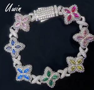 यूविन टैक्स फ्री क्वर ब्रांड सीज़ क्यूबन चेन ब्रेसलेट पेंड हिप हॉप वास्तविक सोने की प्लेटेड इन्फिनिटी चेन महिला गहने - Product Image 5