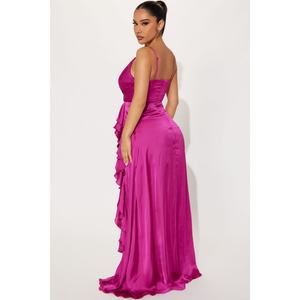 Vestido de Fiesta Casual para Mujer con Tirantes Finos, Abertura Alta y Fruncido, Estilo Personalizado de Fábrica OEM - Product Image 5