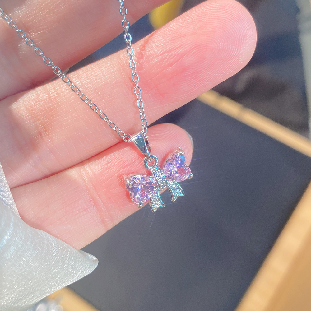 Noeud diamant rose argent D11