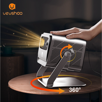 Projecteur portable mini VEVSHAO 1080P 2200 lumens ANSI V80 avec mise au point automatique, support réglable à 360 degrés, haut-parleurs intégrés, compatible 3D