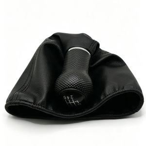 Chen Can Car Gear <b>Knob</b> Black Leather <b>Shift</b> Lever Cover For Volkswagen Manual Transmission 5 Speed - Product Image 3